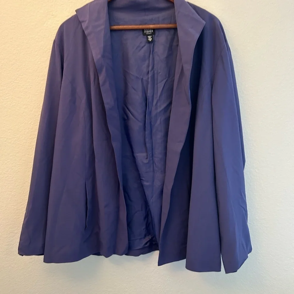 EILEEN FISHER Ladies 1X Purple Open Front Jacket With Pockets Size